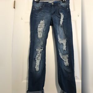 Ripped blue boyfriend jeans